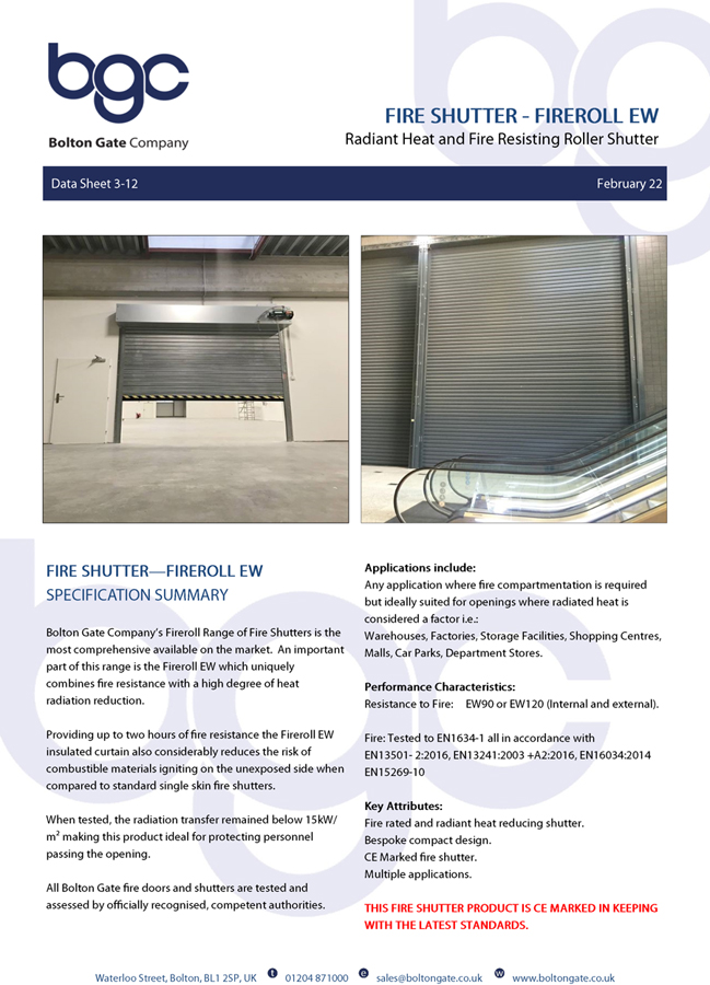 Fire Shutter – Fireroll EW Brochure