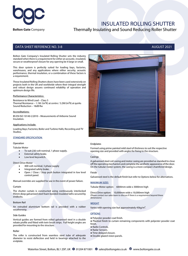Insulated Roller Shutter Brochure