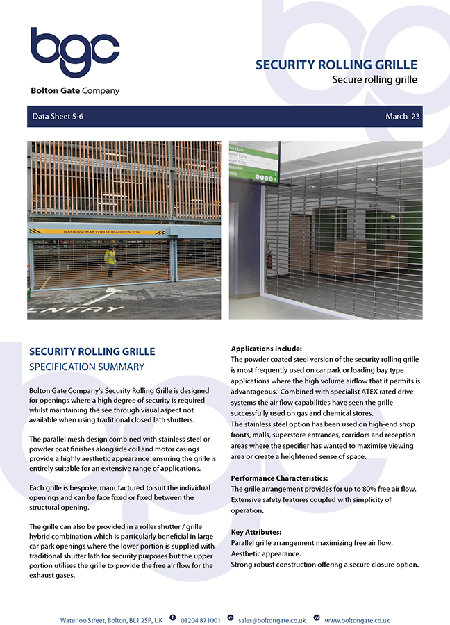 Security Rolling Grille Brochure
