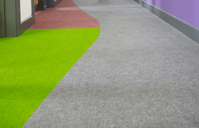 Entrance area carpet and tiles
