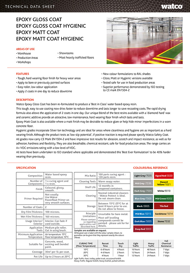 Epoxy Gloss Coat - Technical Sheet  Brochure