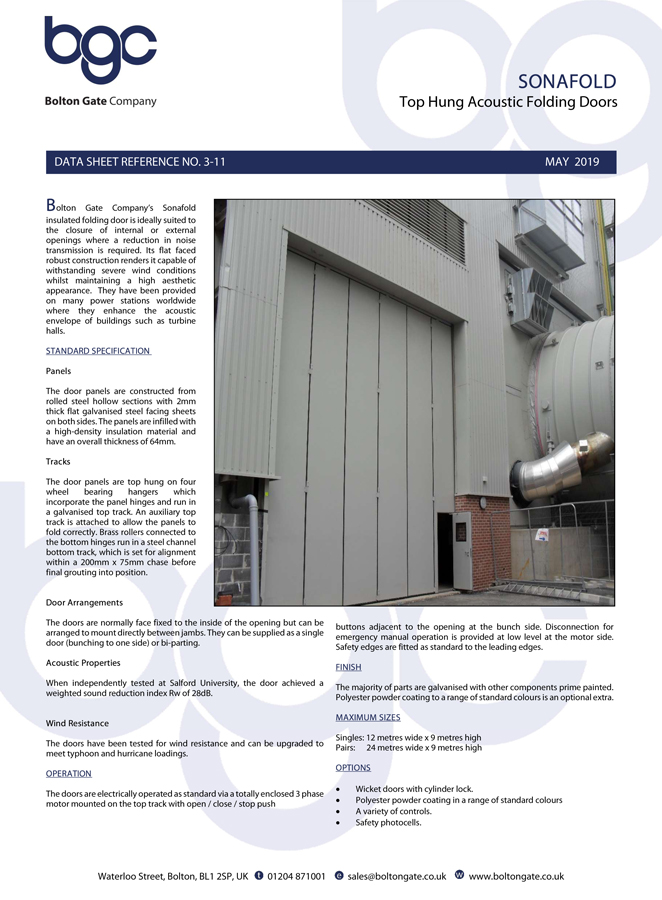 SONAFOLD Top Hung Acoustic Folding Doors Brochure